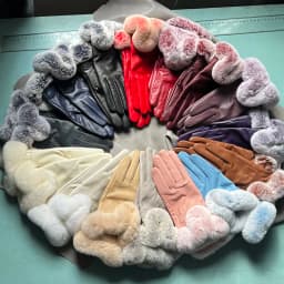 Autumn winter women's genuine leather gloves 100% real rex rabbit fur genuine sheepskin mittens black red blue pink