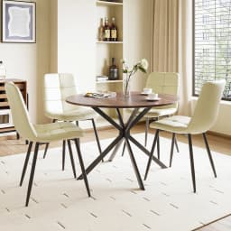 Dining Table and Chairs Set of 4, Folding Round Kitchen Table With Chairs for Dining Room,Kitchen
