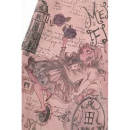 ELFSACK Women's Pink A-Line Mini Skirt, Gothic Cat & Floral Print, High Waist Fit, Ideal for Street Style, Party & Casual Wear