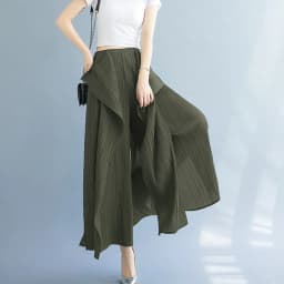 2025 New Pleated Pants Irregular Wide-legged Pants Simple Loose Large Size with Elastic Formal Occasions Commuter Women's