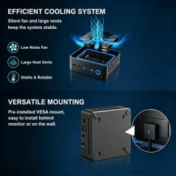 ERVPES E1PRO Mini Pc 8GB LPDDR4 256GB SSD Intel N4505 Windows 11 Pro Dual-Band Wifi BT5.0 Office Desktop Mini Computer