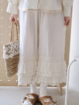 Women's Y2K Loose Fit Bloomers Cropped Pants Drawstring High Waist Floral Lace Patchwork Calf-Length Wide Leg Trousers