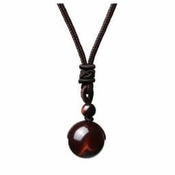 16 Mm Black Obsidian Tiger Eyes Amethyst Stone Women Men Necklaces with Adjustable Braided Rope Cords Natural Crystal Pendant Ne