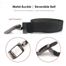 KOLBER New Reversible Belt for Men Alloy Silver Automatic Buckle Casual Belt Tight Nylon Outdoor Work Belt Black Waistband Male
