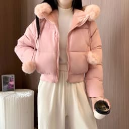 2027 Winter New High End Big Fur Collar Workwear Down Cotton Jacket Women's Fashion Short Thicken Cotton Female Parkas Coats