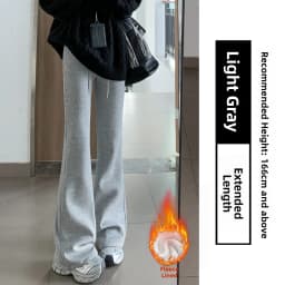 Pink High Waist Fleece Lined Flared Casual Pants Women's Autumn 2026 New Style Sporty Loose Fit Trousers Ladies Premium Casua...