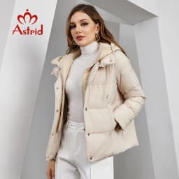 Astrid Women's Winter Parka Coats Hooded False Two Pieces Short Quilted Jackets Thick Outerwear Female Cotton Padded Overcoat