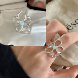 VENTFILLE 925 Sterling Silver Metal Flower Shell Geometric Rings For Women French Retro Romantic Open Thai Silver Rings