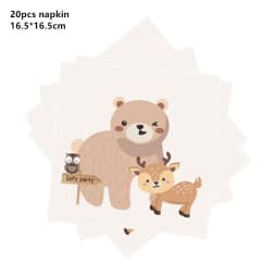 Woodland Animal Disposable Tableware Wild Forest Bear Fox Plate Cup Napkin Jungle Safari Happy Birthday Party Decor Kid Boy Girl