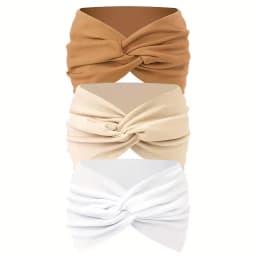 3PCS Women's Wide Hair Band in Elastic Solid Color, Anti-Slip Hair Accessory for Exercise, Multi-Functional Accessory