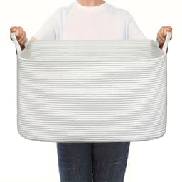 Laundry Basket, Woven Storage Baskets for Organizing, Cube Cotton Rope Baskets for Shelves, Magazine & Newspaper Baskets