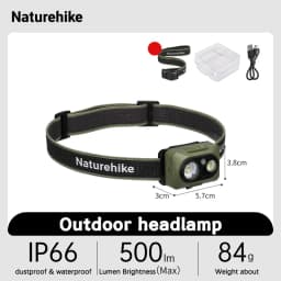 Naturehike Headlamp Induction Head Lamp Built-in Battery USB Rechargeable Flashlight Outdoor Camping Fishing Sensor Headlight