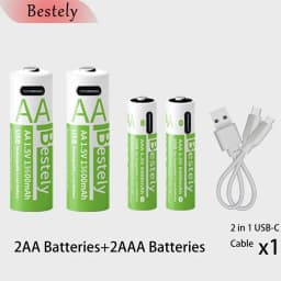 New Rechargeable1.5V AA 13600mAh+AAA 6800mAh Lithium Battery,USB Fast Charging Li-ion Battery , 2000 Cycles with USB- C Cable