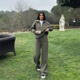 Autumn and winter suit semi-open pullover sweater trousers two-piece set