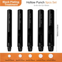 WUTA 5-15Pcs Basic Black Anti-rust Leather Hollow Punch Set Round Hole Puncher DIY Craft Working Tools Kit for Belt, Watch Strap
