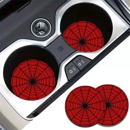 Kawaii Marvel Spider-Man Car Coaster Water Cup Mat Anime Cartoon Car Decoration Non-slip Mat Universal Storage Accessories Gifts