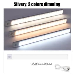 Night Light Motion Sensor LED USB Rechargeable 1000mAh Battery Cabinet Lamp 3 Colors Dimming For Bedroom Kitchen Light