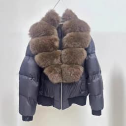 Winter Natural Big Fur Collar Down Jacket Women 90 White Duck Down Zipper Parker Outwear Female Warm Thick Quilted Cotton Jacket