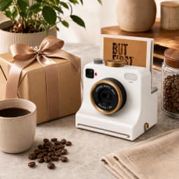 3D Printed Latte Art Camera One‑Touch Coffee Printer with 8 Stencil Cards Miniature Instant Camera Coffee Stencils Latte Art