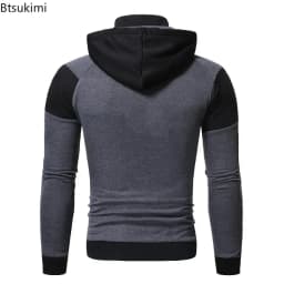 Men's Hoodies Jacket Slim Fit Hooded Zipper Patchwork Coats Man Solid Thicken Warm Sweatshirt Men's Casual Outdoor Clothing Tops