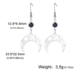 Unift Goth Stainless Steel Earring Triple Rune Moon Phase Pentagram Earrings Woman Men Vintage Jewelry Ear Piercing Witch Knot