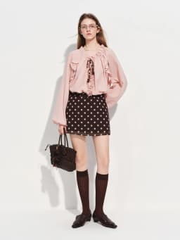 FSLE 2026 New Women's Pink Polka Dot Mini Skirt, High Waist A-line Short Skirt for Coquette Style, Flared Y2K Retro Party Skirt