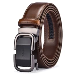 Men's leather ratchet belt 3.5cm wide adjustable formal jeans, comfortable cutting
