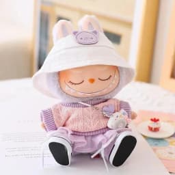 Mini Doll'S Clothes Outfit Accessories for 15-17cm Ropa Labubu & 10cm Cotton Doll Love Hoodie Pink Yarn Skirt Clothing no doll