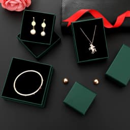12pack White Simple Luxury Box Dark Green Paper Jewellry Rings Earrings Bracelet Necklace Display Case Jewelry Organizer Boxes