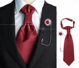 Newest Men's Soild Color Tie Brooch Set Red Ajustable NeckTie Luxury Gemstone Brooch Classic Suit Tuxedo Groom Wedding Accessory
