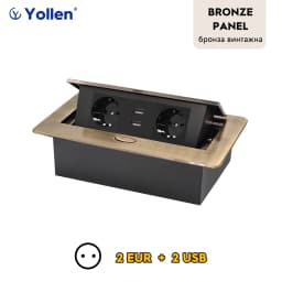 Aluminum Panel EUR/French Bronze Gold(Бронза Bинтажна)/Black/Silver Table Socket 2/3 Way Outlet USB Power Three Power Household