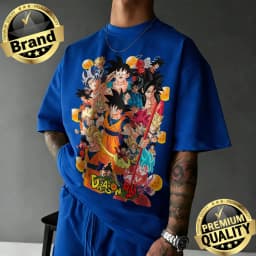 2026 New Arrival Dragon Ball Oversized Retro Anime T-shirt Goku All Forms & Dragon Balls Graphic Print Casual Loose Versatile