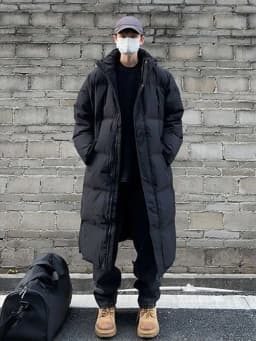 Men's Hooded Medium Long Down Cotton Jacket for Winter Cold Over The Knee Coat for Northeast China At 40°C Suitable for Winter
