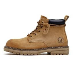 Maden Women's Wheat Work Boots Lace Up Mid Calf Boots Outdoor Combat Shoes Nubuck Leather Casual Workwear Chunky Sole Streetwear