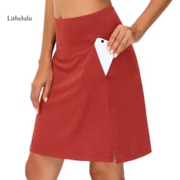 Women Casual Solid Color Mid-rise Culottes, Golf Skirts, Sports, Tennis, Yoga, Five-point Leggings, Comfortable Culottes