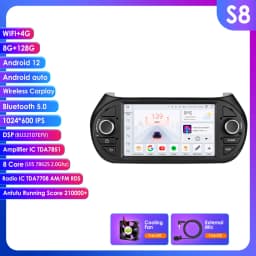 7" Ossuret Android Auto Car Radio for Fiat Fiorino Qubo Peugeot Bipper Citroen Nemo Multimedia Navi GPS RDS DSP CarPlay BT 4G