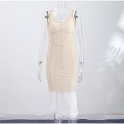 Sheer Mesh Overlay Spaghetti Strap Midi Dress Set Waist Cinched Sleeveless 2026 Summer Women Accessories Classy Lady Outfit