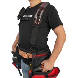 MELOTOUGH Gel Construction Work Suspender Tool Belt Suspenders with Gel Shoulder Pad Detachable Phone Holder