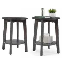JHK Wood Round Side Tables Coffee Table For Living Room 2-Tier Center Counter with Storage Shelf Bedside Nightstand with Non-Slip Pads