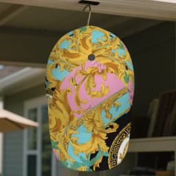 1pc Baroque Fantasy Print Baseball Cap - Adjustable Snapback Hat with Vibrant Full-Body Design, Black & Golden Accents, Perfect
