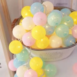 Cotton Ball String Fairy Night Lights LED Bulb Bedroom Christmas Halloween Outdoor Holiday Party Baby Bed Lights Decoration