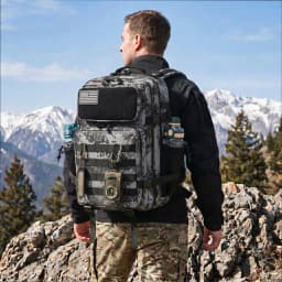 45L Large Capacity Tactical Gym Backpack Sports Backpack with Dual Water Bottle Cup Holders Outdoor Camping Fitness Gear Storage Backpack for Workout Training Hiking Trekking Travel Sports EDC Daily Carry Fitness Enthusiast Backpack Bag