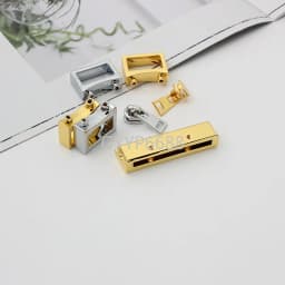 1-10Sets Gold,Chrome H Square Locks For Leather Shoulder Bags Metal Buckles With Zipper Head Decorative Hardware DIY Accessories