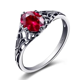 Original Female Ring 100% 925 Sterling Silver Oval Red Garnet Color Rings for Women Art Deco Revival Vintage Jewelry Wholesale