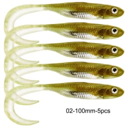 5pcs/6pcs Silicone Soft Lures 80mm 100mm Artificial Fishing Soft Lures Grub Tail Shad Swimbait Rubber Fishing Baits For Bass