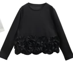 Floral Decorative Plate Short Sweatshirt Women's Spring Autumn Design Unique Attractive Beautiful Straight Cut Ladies' Top