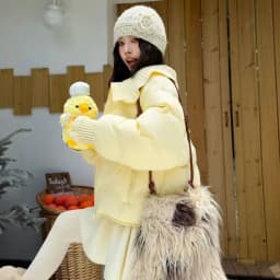Winter Puff Knitted Splicing Down Jacket Women White Duck Down Big Lapel Outwears Female Fluffy Warm Thick Parker Bread Jacket