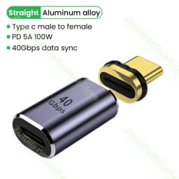 USB4.0 Magnetic Adapter Thunderbolt3 40Gbps USB C Male to Female 100W Fast Charging Magnet Converter 8K@60Hz USB C Data Adapter