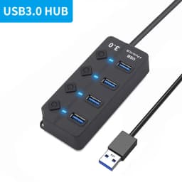USB HUB 3.0 USB 2.0 Hub Multi USB Splitter Hub Use Power Adapter 4/7 Port Multiple Expander USB 3.0 Hub with Switch 30CM Cable