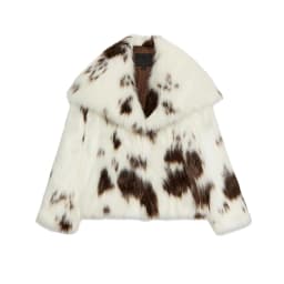 Winter New Women's Long Sleeve Collar Printed Artificial Fur Effect Jacket Casual Style Short Length Fashion Ladies Coat